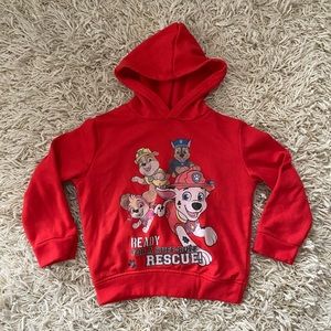 Red Boys PAW PATROL Hooded Shirt Long Sleeve Size 5 Youth Boys Girls